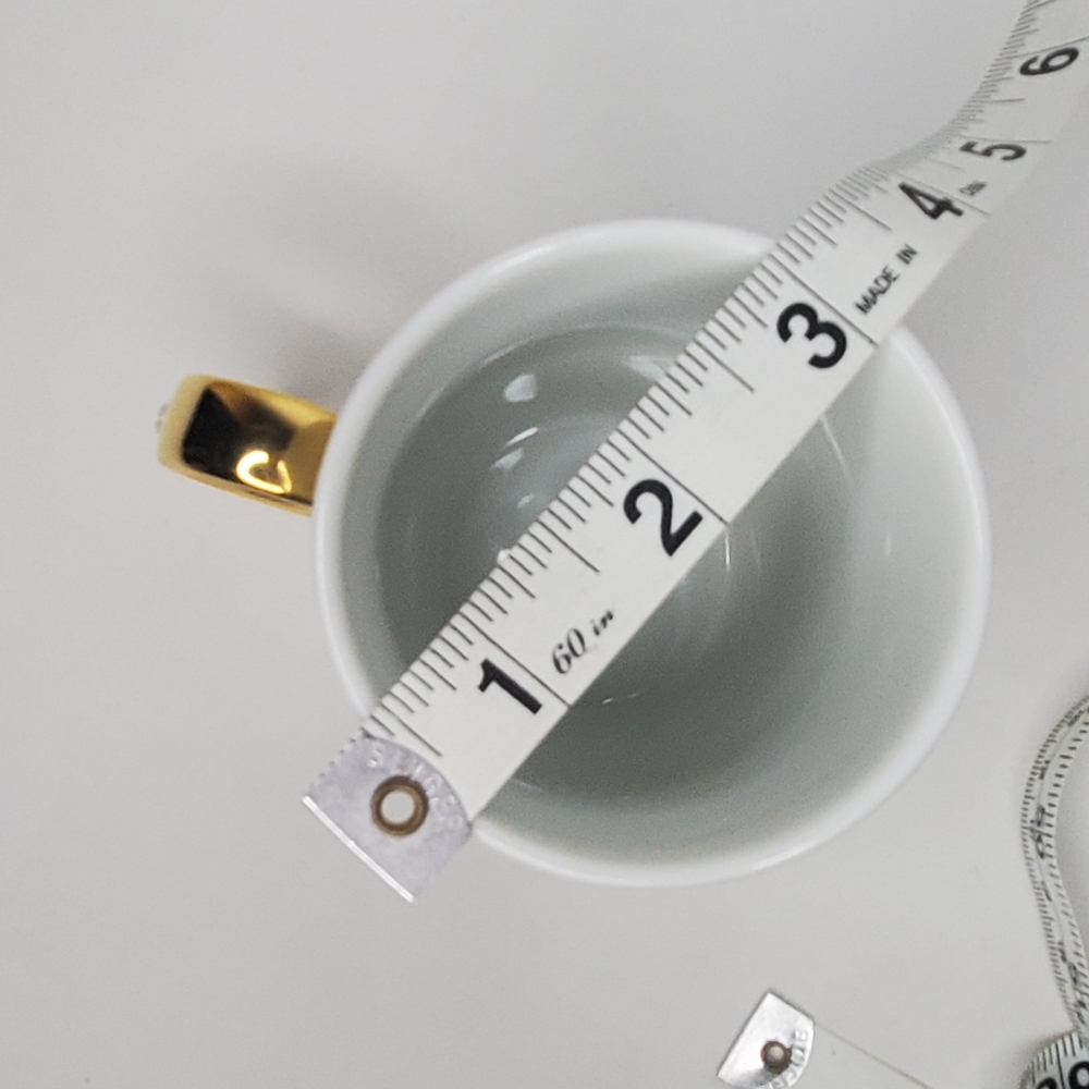 FLOYD 4"high x 3"diameter White /Gold Ring w/swaroski Crystal Ceramic Coffee Mug - Picture 8 of 8